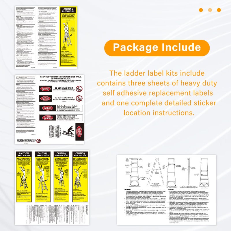 GRONGU FG Stepladder Safety Labels Stickers Compatible with Werner Fiberglass Step Ladder Label LFS100 Fiberglass Stepladder Safety Labels Stickers & Location Instructions - Image 2
